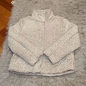 Altar'd‎ state womens sherpa white and tan polyester zip up jacket